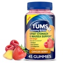TUMS Plus upset želodec & slabost podpora, prehranska dopolnila, Ginger Berry - 45 Count