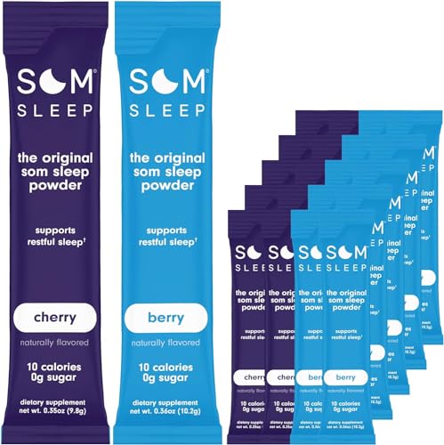 Som Sleep, Sleep Sleep Nič sladkorja v prahu pijača Mix 20 Pack Set: Cherry & Berry Flavor – Vegan, Keto