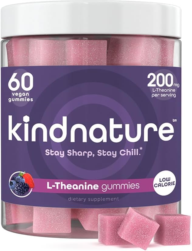 vrsta L-Theanine Gummies 200mg – Vegan Calm & Focus dodatek za odrasle in otroke starosti 4+ – mešano jagode žvečljivo, nizko sladkor, neumivanje*