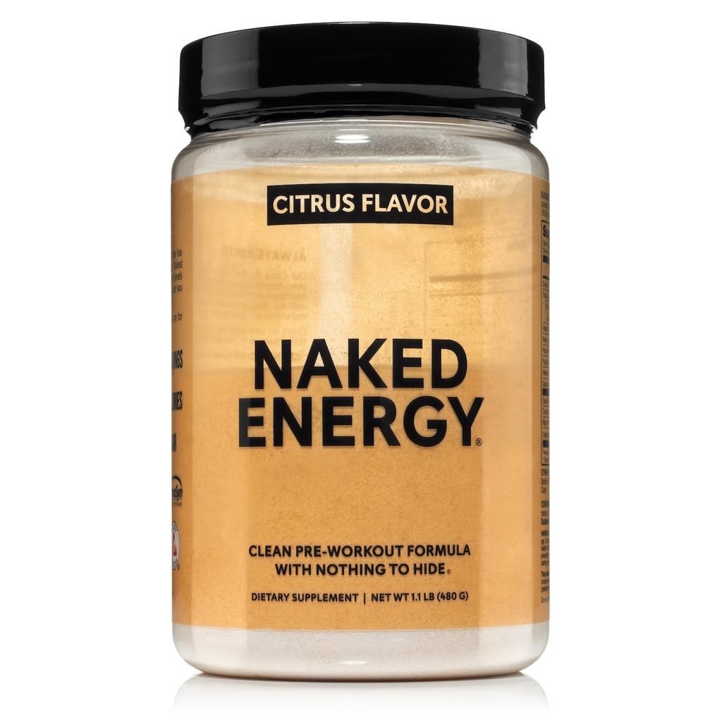 NAKED Citrus Energy - Citrus arome čistega pred treningom dodatek za moške in ženske, Vegansko prijazno, brez dodanih sladil, barve ali arome - 30 Služabniki