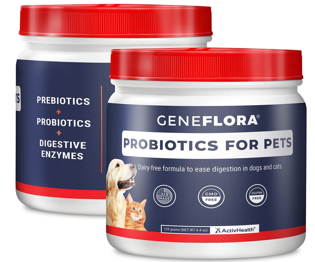 ActivHealth Prebavne encime in probiotik za hišne živali (Psi, mačke, kunci in več, 125 mg, 120 odmerkov) Geneflora za hišne živali paket 2