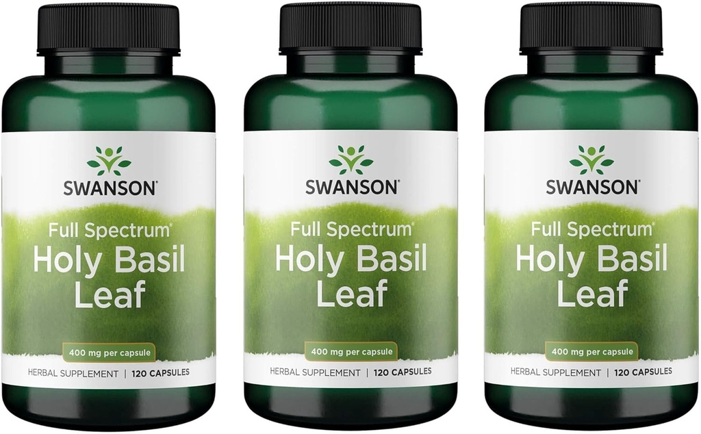 Swanson Holy Basil Leaf (Tulsi) - (120 kapsul, 800mg na postrežbo) 3 pakiranja