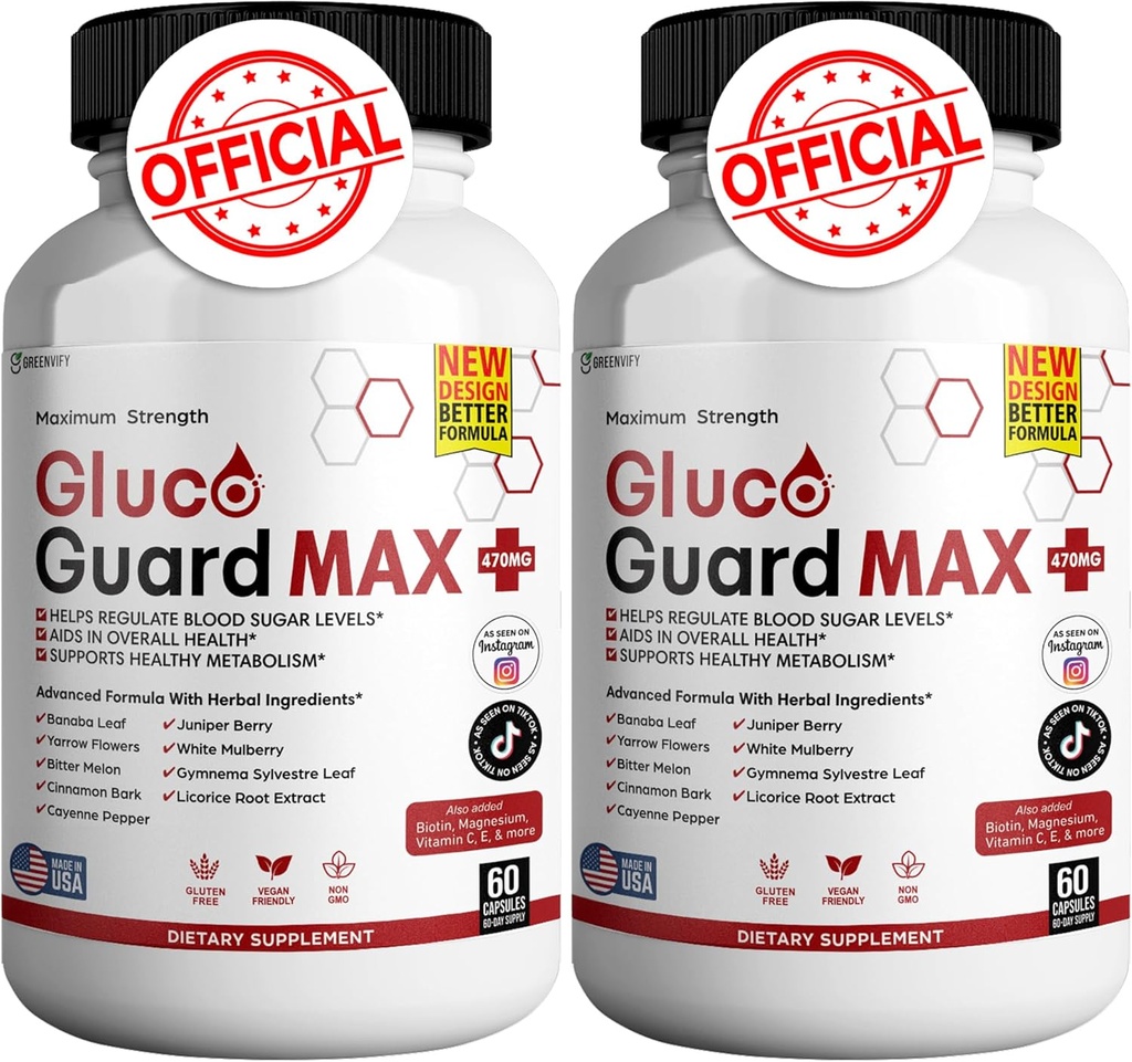Gluco Guard Max Dnevna Wellness podpora dodatek z vitamini, minerali in zelišča – Krom, Magnezij, Banaba, Bitter Melon, in cink – Ne-GMO, Gluten-free – 120 kapsul