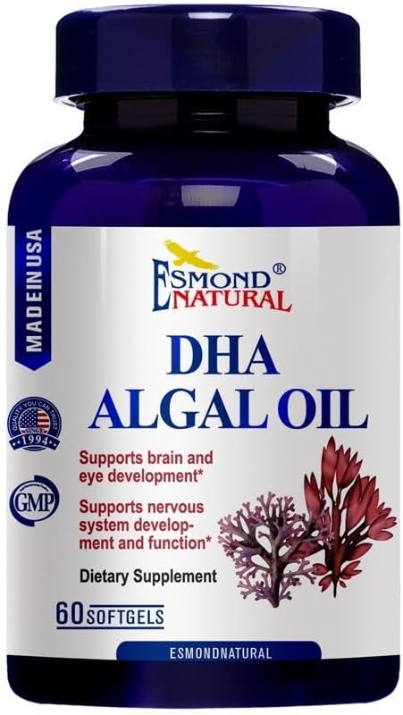 (8 Pack) Esmond Natural: DHA Algal Oil (Made with Onavita Oil. 40% Docosahexaenoic Acid. Supports brain, eye and nervous system), GMP, Natural Product Assn Certified, Made in USA - 500mg, 480 Softgels
