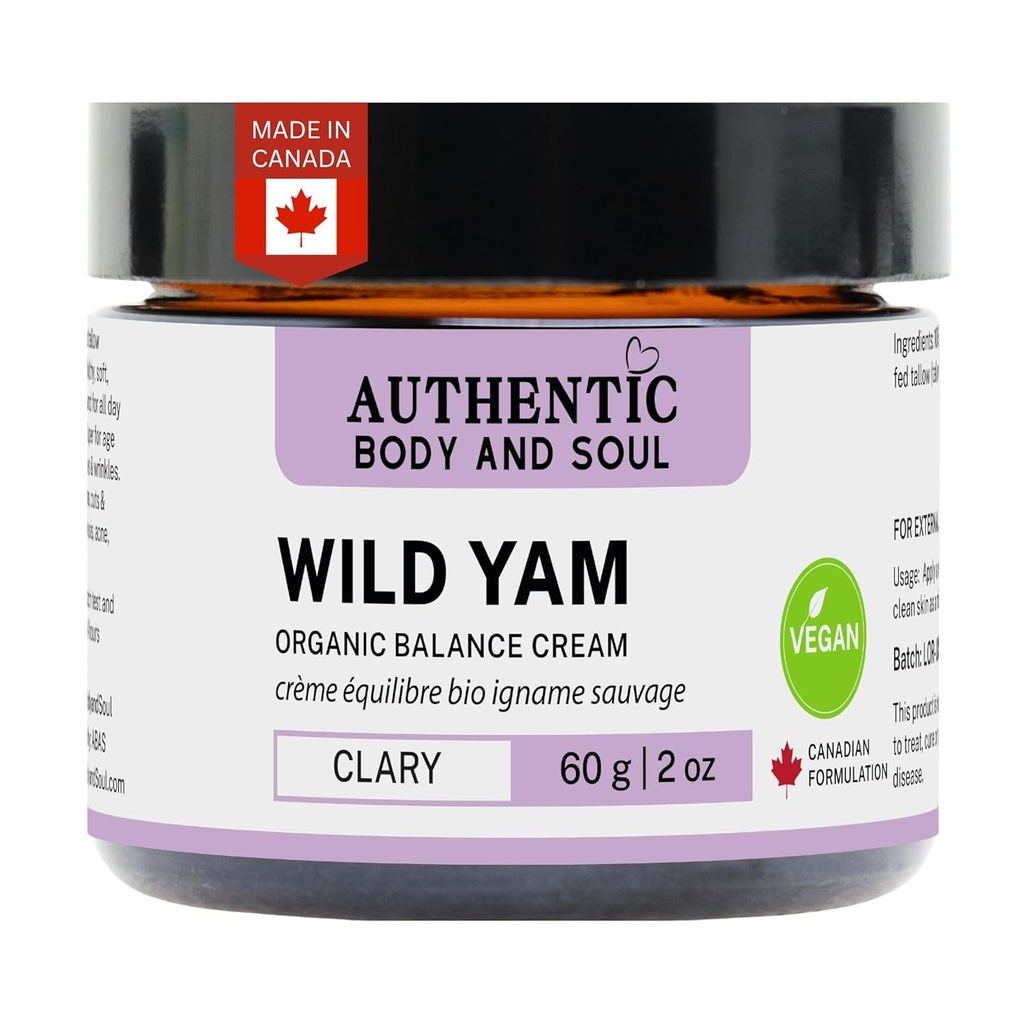 Verodostojna organska krema za divje Yam root balansiranje za ženske s premijskimi zeliščnimi botaniki, Yam krema, Wild Yam nego kože, Vse sestavine Certified Vegan (VEGAN Clary Mešanica)