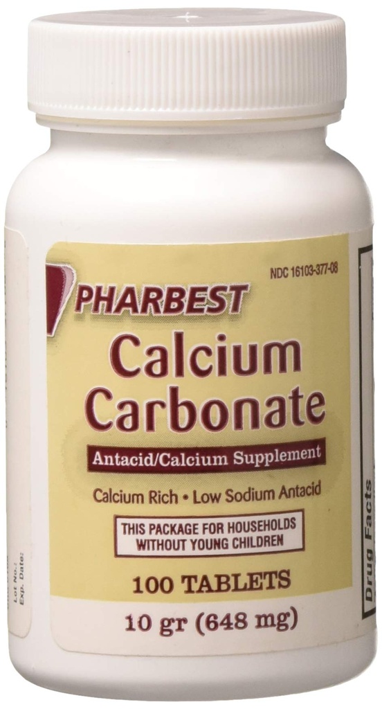 Pharbest kalcijev karbonat Antacid in kalcijev dodatek 10 Zrna - 100 tablet s HARBEST