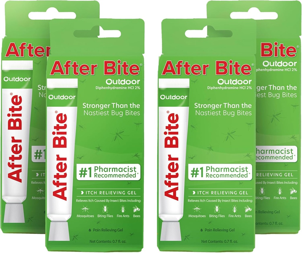 Po Bite Outdoor Formula - Srbečica Relief z difenhidramin HCl - Idealno za Komarji & Ogenj Ant Bites, Čebele & Več - Prenosni gel Formula - 0.7 oz (4 Pack)