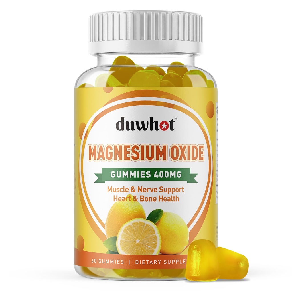 Magnezijev oksid Gumies 400mg, Magnezijev oksid Žvečilni dodatek za odrasle in otroke, živec, mišice, podporo kosti in srca, ne GSO, pektin, Vegan, 60