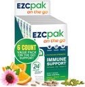 EZC Pak On The Go Immune System Booster z Echinacea, Vitamin C, cink, Imuno Support dopolnilo, Imunity Vitamini za odrasle, potovalno prijazno pakiranje, Vegetarian, Gluten-free - Pakiranje po 6