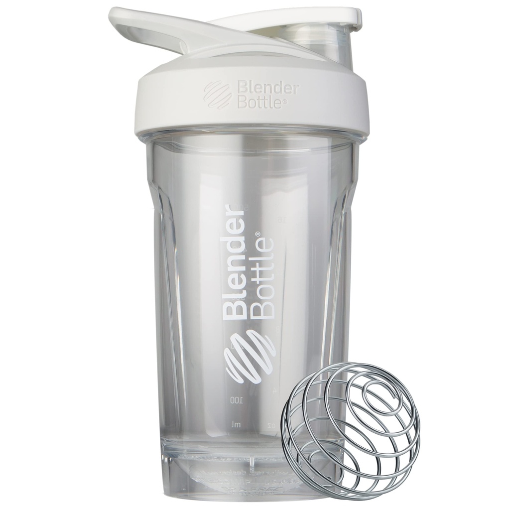 BlenderBottle Sport Shaker steklenica z žico Whisk, 24-ounce, bela – Beljakovine Shake & Hidracija za športnike & Fitness Enthusiasts, Easy Mixing, Trajno & Lahka, Zaklenjeno Lid