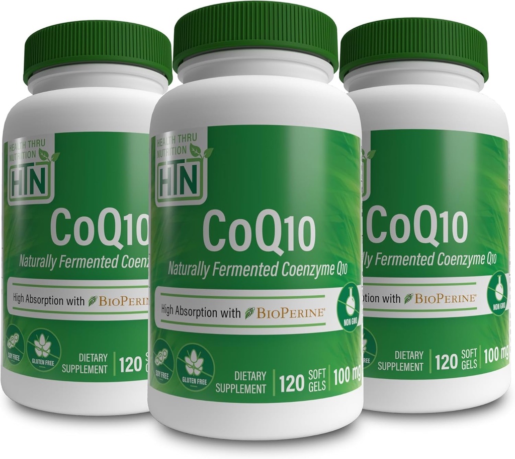 Health Thru Nutrition CoQ-10 100mg z BioPerine (Pack of 3X 120 Softgels) 