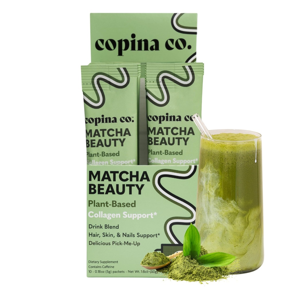 Copina Co. Matcha Beauty Vegan Colagen Booster Drink Mešanica: Rastlinski temelji Kolagen Podpora Smoothie Drink Vegan Mešanica Variety Pack 