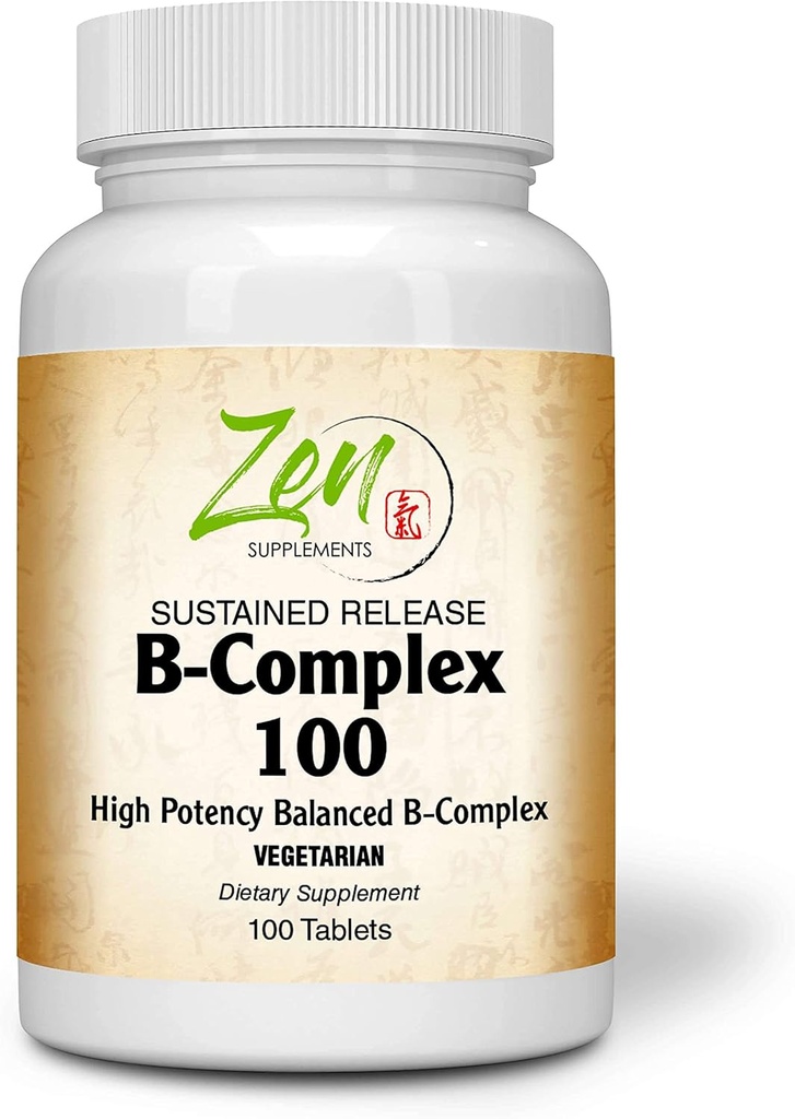 Popolna B-kompleks vitamin dodatek - B dodatek vitamina kompleks s folno kislino, Biotin, Inositol - za imuno-kardio zdravje, energijska presnova - 100 tablet trajnega sproščanja
