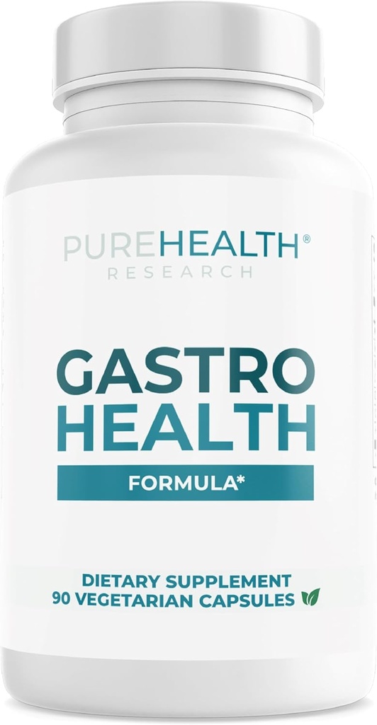 PUREHEALTH RAZISKAVE Gastro Health Formula - Naravni alginat za refluks kisline - DGL dodatek za zgago in prebavne motnje - z Artichoke, Rhodiola Rosea, hialuronska kislina, Quince & More - 90 kapsul