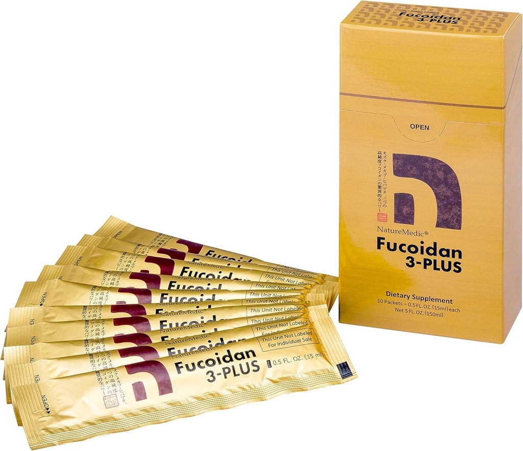 Fucoidan 3-Plus Brown Seaweed Immunitete dodatek s tremi vrstami visoke čistosti Fucoidan Organic Mekabu Fucus Mozuku Agaricus 10 Koncentriran tekoči paketi, izdelani na Japonskem