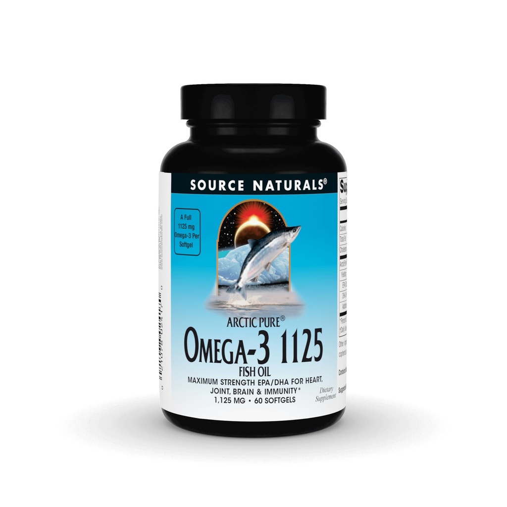 Vir Naturals Arctic Pure Omega-3 ribje olje, Največja moč EPA / DHA za srce, Joint, Možgani, in Immuniteta - 1125mg - 60 Softgels