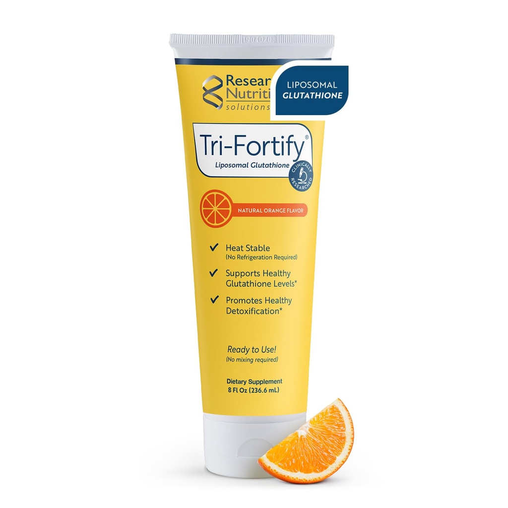 Raziskani nutritonali Tri- Fortify Liposomal Glutatione dodatek tekoči gel - klinično raziskano Detox & Immune System Support, Antioksidant - Vrhunska absorpcija - naravna pomaranča, 8 Fl Oz