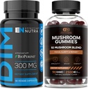 UČINKOVIT NUTRA DIM dodatek 300mg & goba Gumies 2500mg - Dodatna moč DIM + goba kompleks za estrogen Hormone Balance, Zdravljenje Acne & PCOS, Imunska podpora in energija