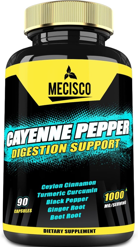 6 v1 Cayenne Pepper Kapsule z ingverjevim korenom, korenom sladkorne pese, črnim poprom in več - 90 kapsul