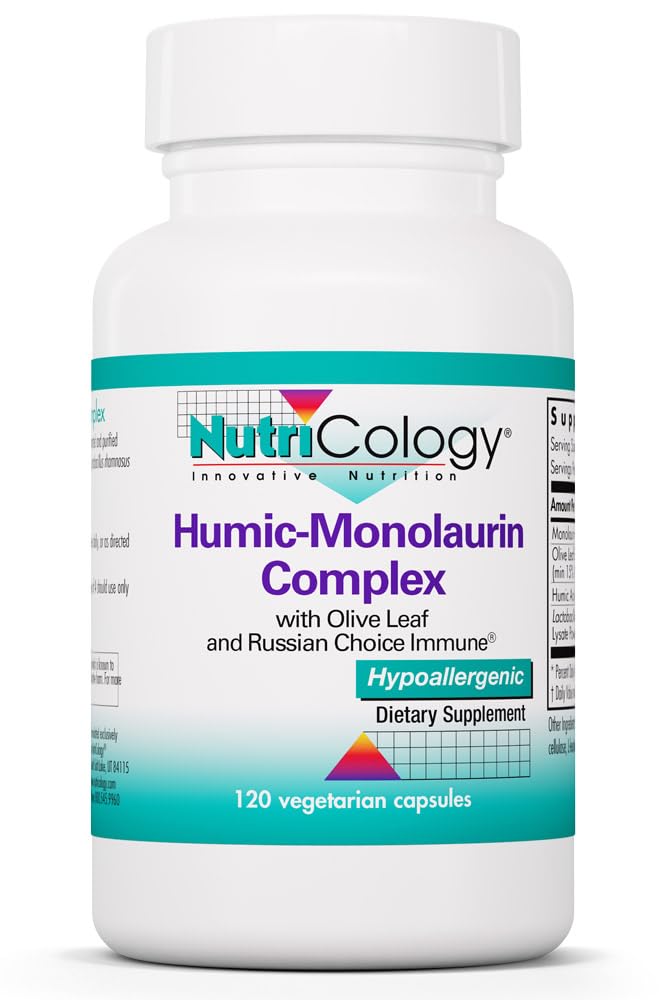 Nutrikologija Humic-Monolaurin Complex - Imunski sistem Podpora, Huminska kislina dopolnila, z Olive Leaf, Vegetarijanske kapsule - 120 Število