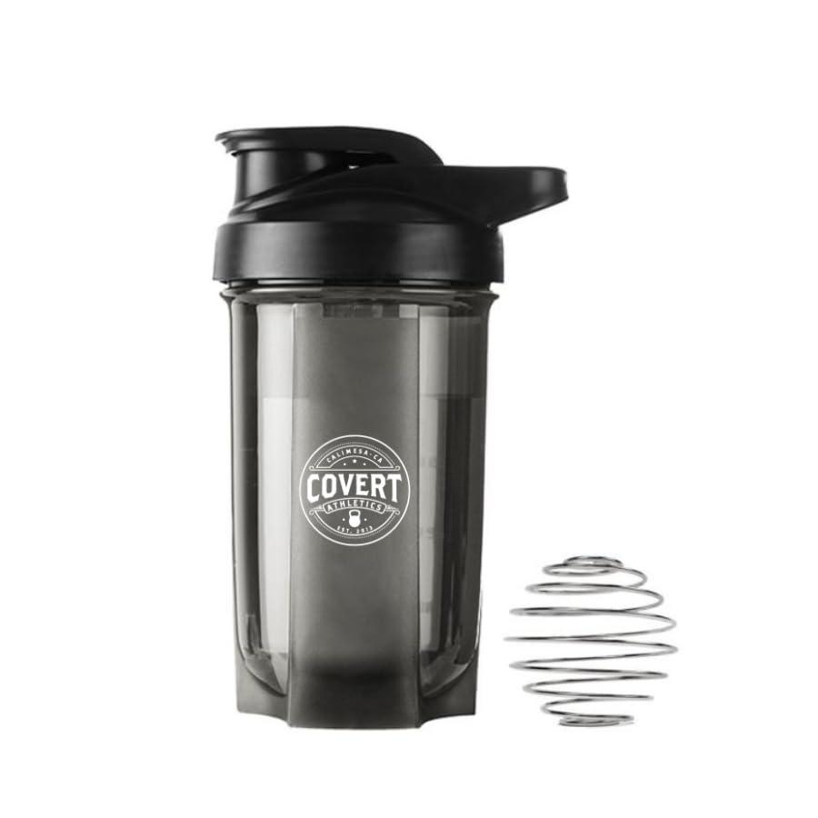 Samorog Co X Prikrita atletika 2024 Shaker za beljakovine, Pred vadbo, 16oz (črna)