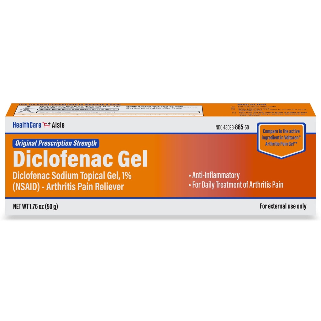 HealthCareAisle Diklofenac Gel, 1%, Artritis Pain Relief - 50 g tuba - Original Predpisovanje moč (NSAID)