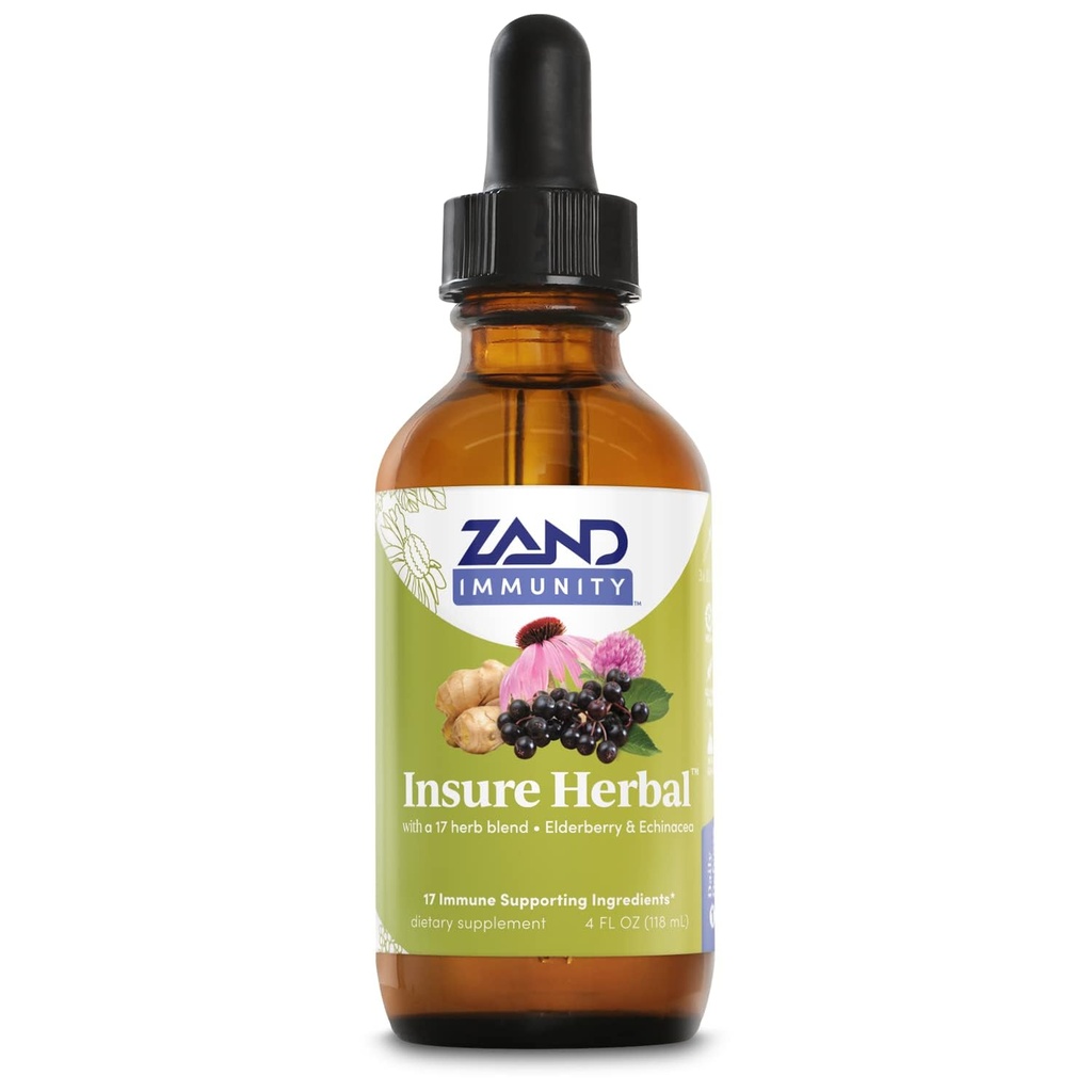 Zand Insure Immune Support | Herbal Liquid Echinacea Supplement | Features Elderberry, Chamomile, Ginger & Valerian | 4 oz