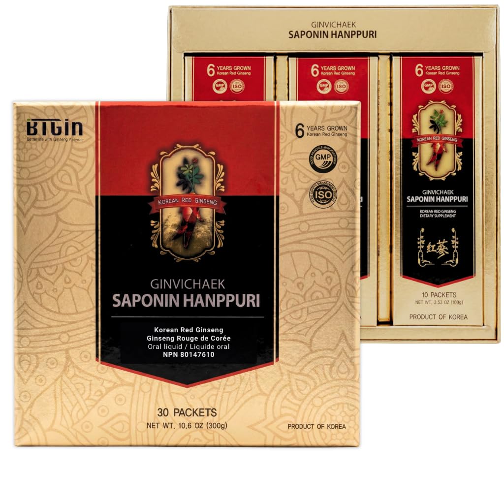 Korejski Red Ginseng Extract 3000mg vsak dan, Saponin Hanppuri, Immune Booster in Focus dodatek za izboljšanje možganov z ginsenoside Rg3, Panax Ginseng 6 let koren, 30Packets v 1 Set