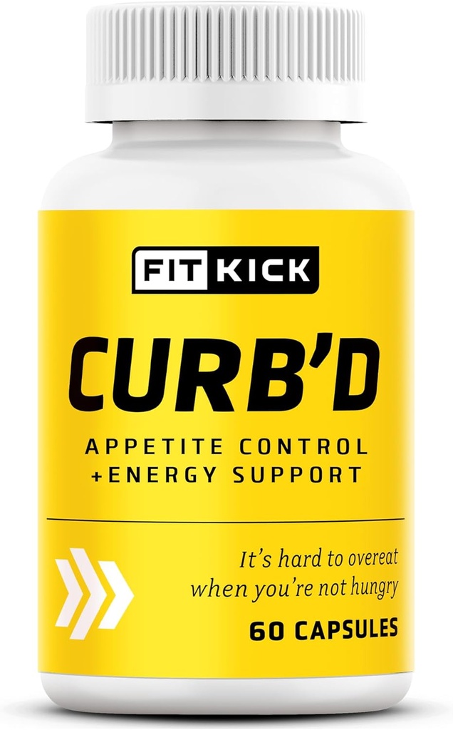 FITKICK Curb’D kapsule – brez recepta Appetite & Craving Podpora, Energy & Focus Formula z naravnimi ekstrakti – Raspberry Ketones, Zelena kava Bean & Citrus Aurantium – 60 Veganske kapsule