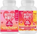 Jezna dopolnila boljši Booty ženske kreatin BBL Combo: BBL tablete (90ct) w. Kreatin, glutamin, BCAA, kolagen + BBL opekline termogene kapsule (120ct)