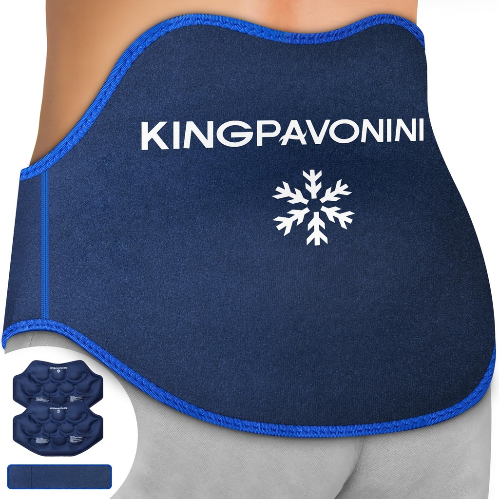 KingPavonini Ekstra velik paket ledu za lajšanje bolečine v hrbtu s podaljškom, 2 paketa za večkratno uporabo v spodnjem delu hrbta leden ovoj za lumbar kirurgijo, išias, herniated disk, Coccyx bolečina, hladno / vroč terapija