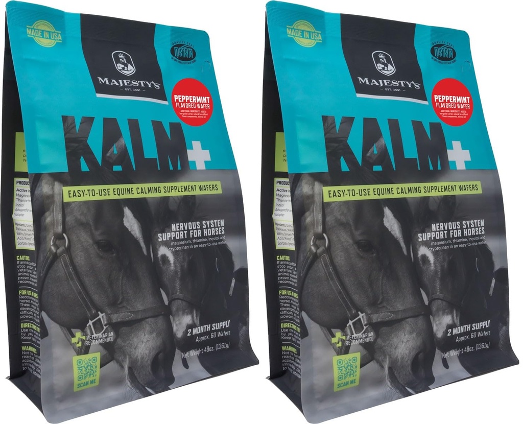Kalm+ Wafers - Superior Horse/Equine Calining Supplement (Peppermint, 2 paketa (120 skupaj))