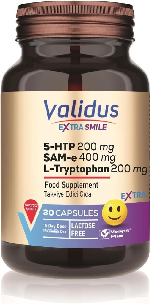 VALIDUS Extra Smile 5-HTTP 200 mg + L-Tryptofan 200 mg + Sam-e 400 mg 30 kapsul (Vcaps Plus)