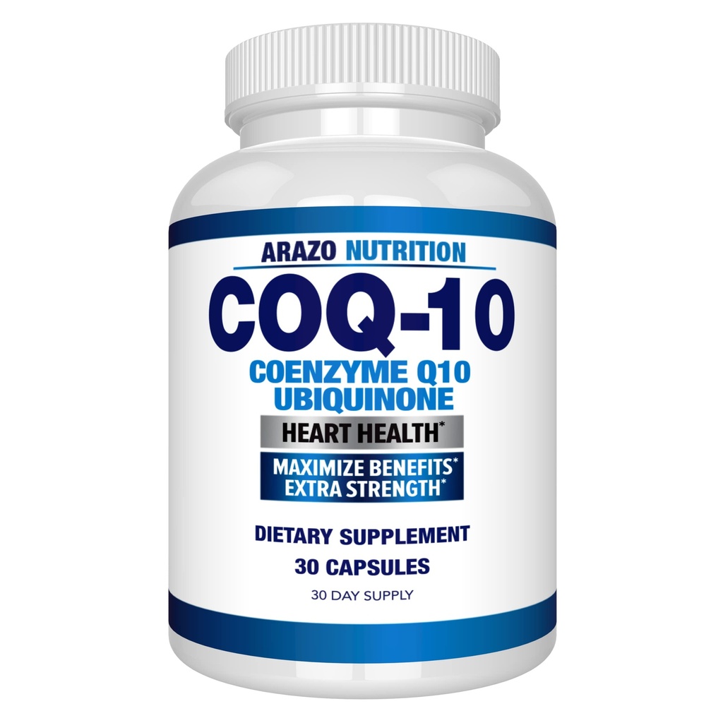 Arazo Nutrition CoQ10 Ubikinon Koencim Q10-200mg Največja moč Nutritional dodatek - visoko Absorpcijske kapsule brez soje