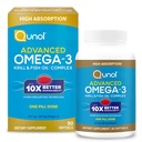 Qunol Advanced Omega 3 Krill in ribje olje kompleks, 10x Boljša biorazpoložljivost, Ena tableta odmerek, 250mg EPA & DHA, Podpira možgane, oči, srce in skupno zdravje, 90 Število (Pack po 1)