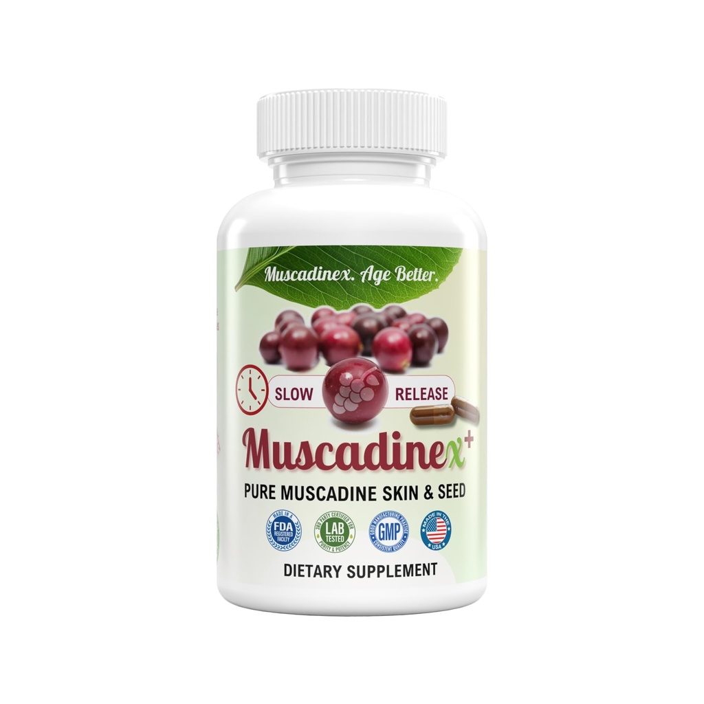 USA Muscadine Quercetin, Ellagic Acid, Resveratrol, Myricetin, Kaempferol & BioPerin - kapsule za časovno sprostitev za dodatno biološko razpoložljivost - Vegan - Non GSO - Gluten Free - Made in USA