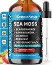 Ashwagandha & Turmeric tekoče kapljice - Vitamin C, Sea Moss, Apple Cider Vinegar, Bladderwrack - Veganske tekoče kapljice za celovito podporo Wellness & Vital Immuniteta (Strawberry Ginger Limonada, 60mL)