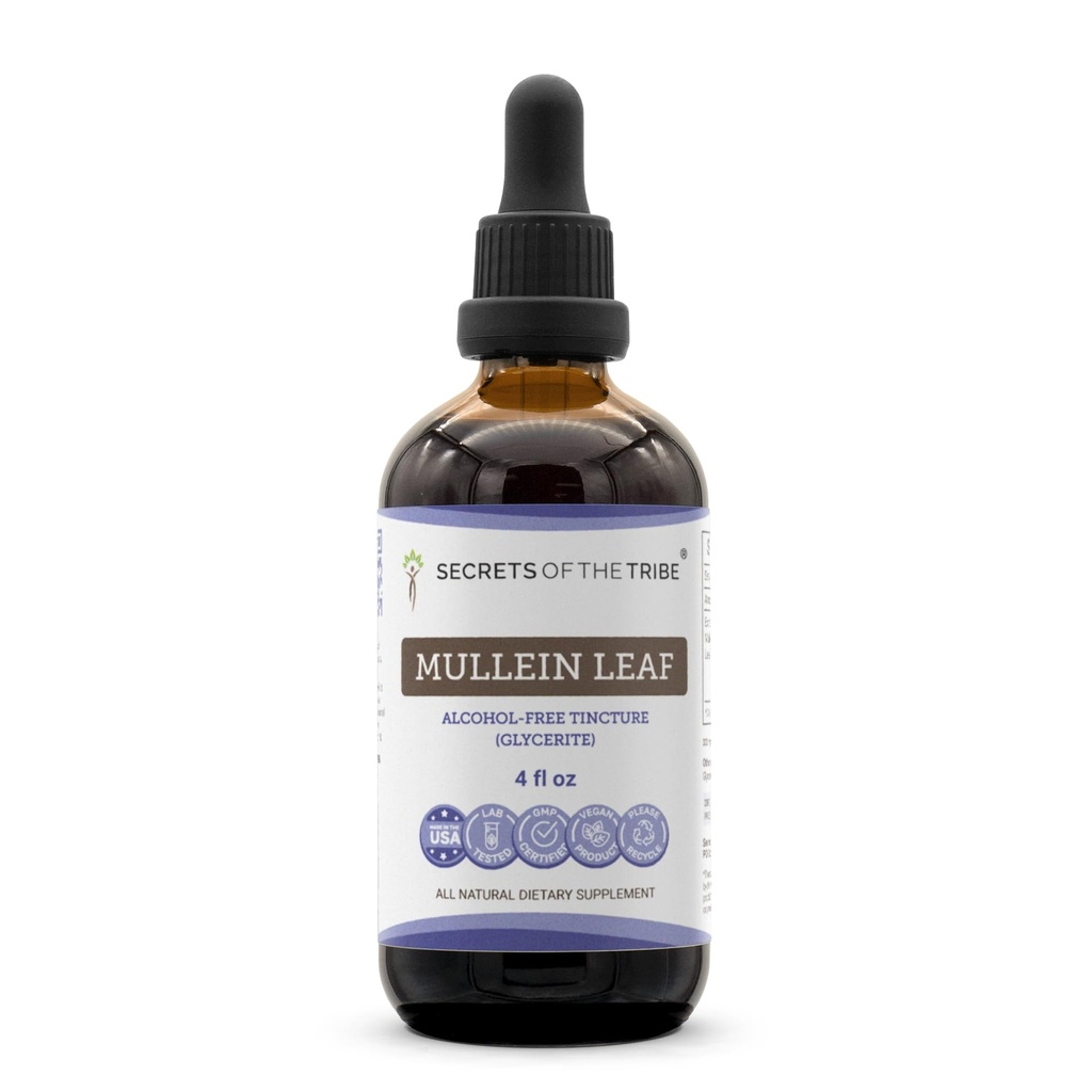 Skrivnosti Tribe Mullein Leaf Alkohol-free Liquid Extract, Mullein (Verbascum tapsus) Tinkture dodatek (4 FL OZ)