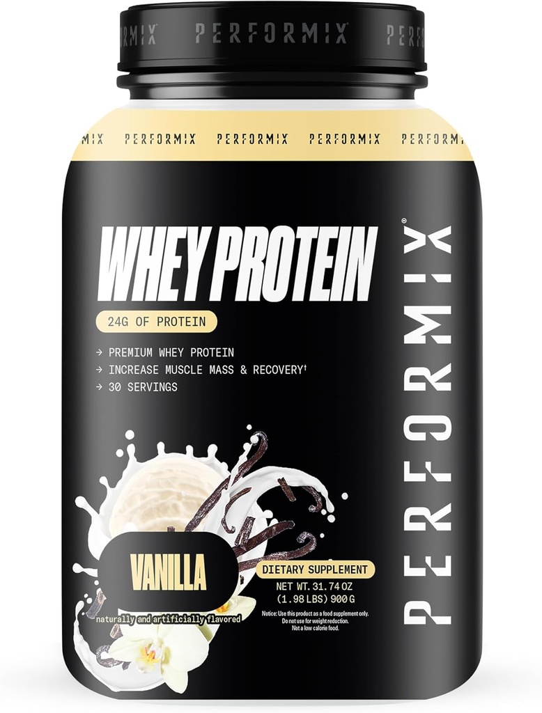PERFORMIX - mešanica sirotkinih beljakovin - 24g beljakovin - 5,4g BCAA - 110 kalorij - Muscle Building & Post Workout Recovery - 100% Whey Protein Powder - 1,98 lbs - 30 servivov - Vanilla