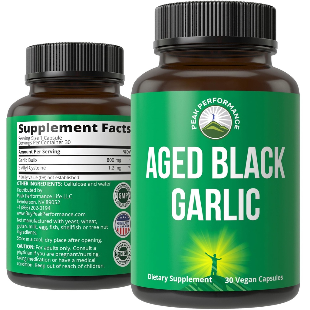 Vrhunska izvedba, starane črne čebulne kapsule. Raw Vegan Pure Odorless Extract dodatek tablete za holesterol, in imunske podpore. iz česen Bulb s S-Alyl Cysteine in antioksidanti
