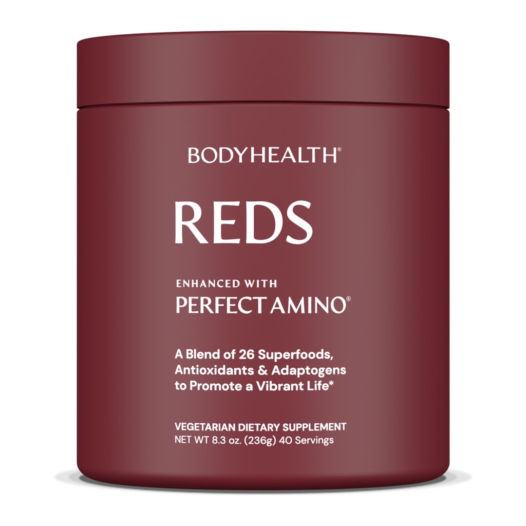Rdeče barvilo BodyHealth Izboljšano s PerfectAmino - dnevni superfood smoothie prašek z antioksidanti, Adaptogeni, Phytonutrients, Sadje, Prebiotiki, Probiotiki, Fiber, in proteini - 40 Servinges