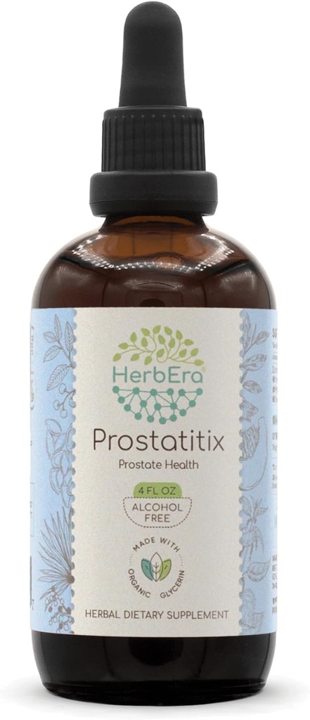 Prostatitix B120 Izvleček brez alkohola Tinktura: Saw Palmetto Berry, Stinging Nettle Leaf, Bučno seme, Zeleni čaj List, Wildcrafted: Pygeum Bark. Zdravje prostate 4 Fl Oz