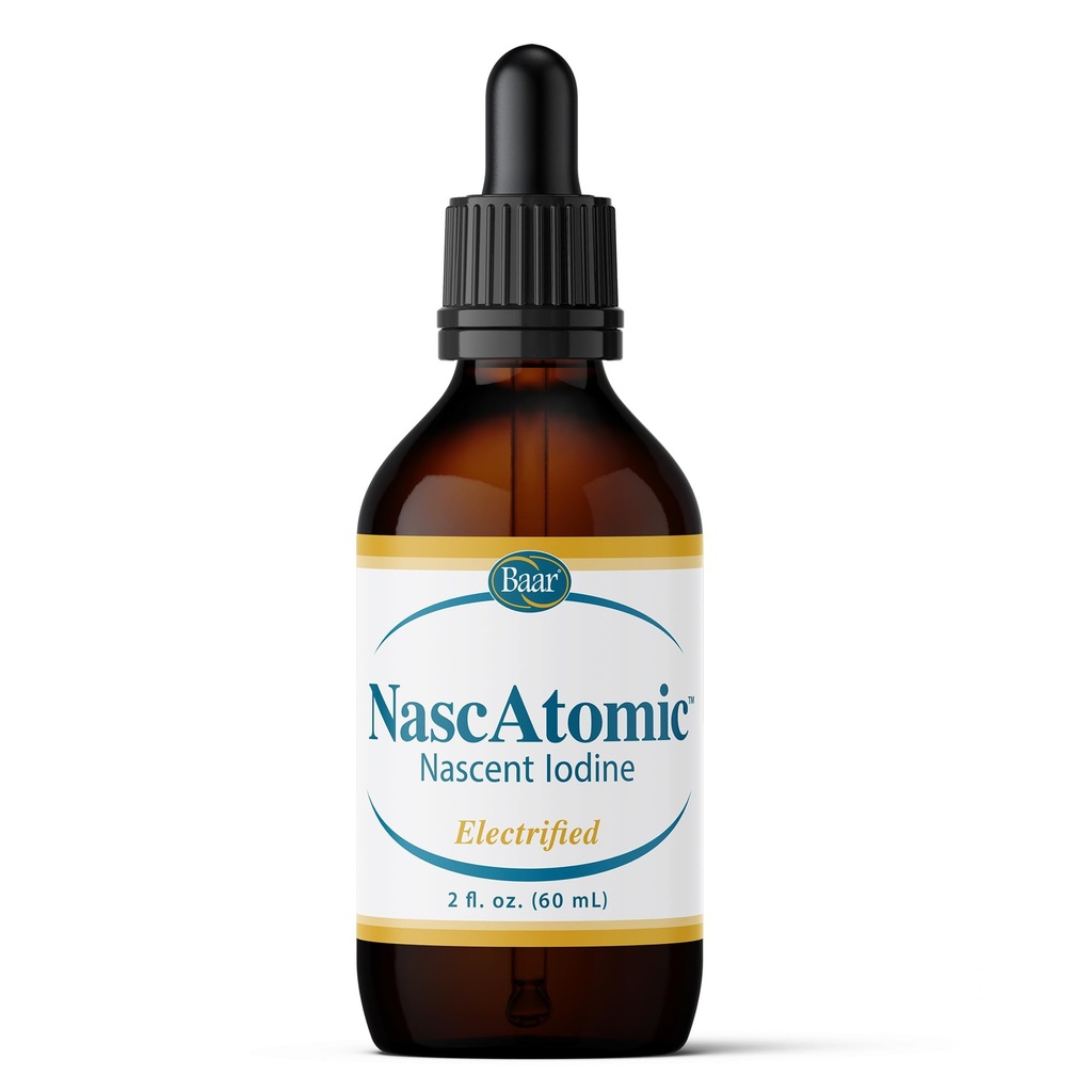 BAAR Nasc Atomic Electrified Nascent Iodine Tekoči kapljice, Moč 2% Formula za energijo, Vitalnost, Presnova Boost, Detox, Imunska podpora, Duševna jasnost in zdravje ščitnice, 2 fl oz (Pack po 1)