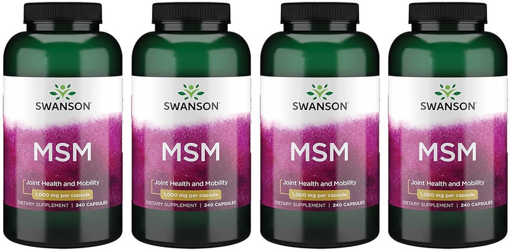 Swanson MSM - Essential Minerals Promocija mobilnosti in skupna zdravstvena podpora - Pomaga ohranjati zdravje povezanih tkiv, vključno s kartilažo, kolagen, & las - (240 Kapsule, 1000mg vsak) 4 pakiranje