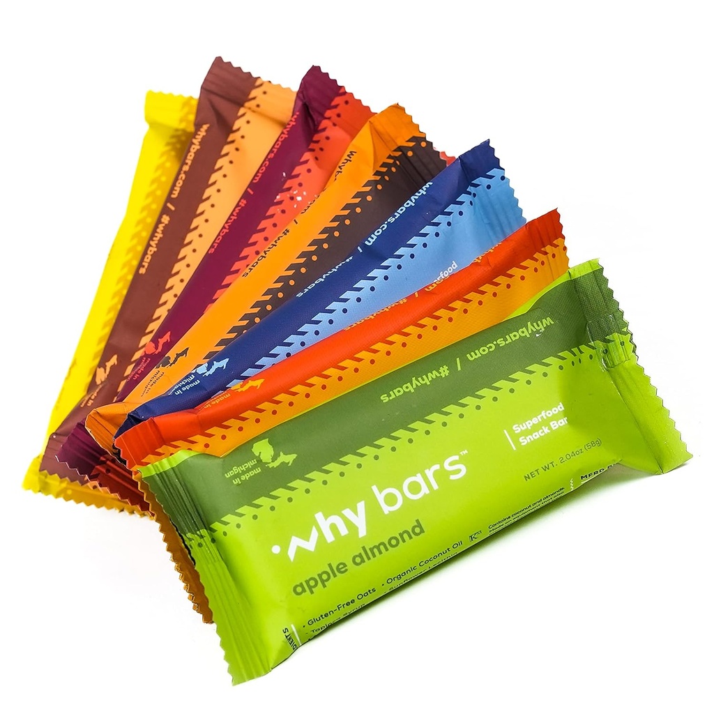 Zakaj čokoladice, Beljakovine čokoladice, Variety Pack, 2.04 Ounce Bars (Pack iz 7 Beljakovinske čokoladice) - Beljakovinske čokoladice Superfood, Gluten brez, Ne GSO, Organic, Vegan, preproste sestavine