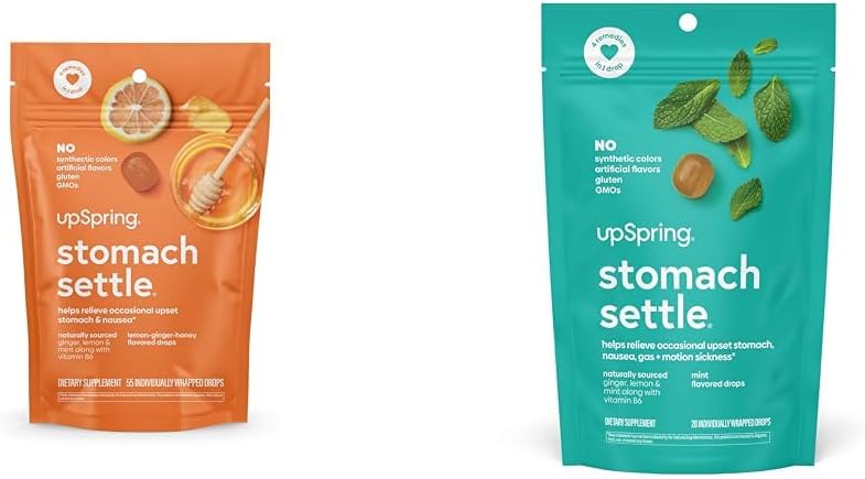 UpSpring Želodec umiri kapljice paket z ingver, Lemon - 55 Ct in 28 Ct