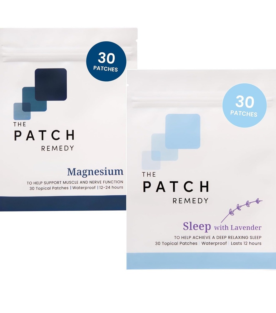 Patch remedy spanje in recovery paket - (60 obliži) Bistveni večer Sprostitev & Muscle recovery komplet s spanjem sivke obliž & magnezij Glicinate obliž