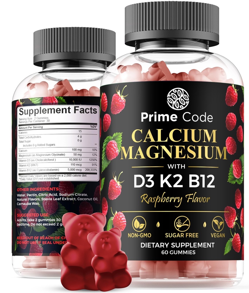 [ 5 v 1] Kalcijeve žvečilke za ženske in moške z magnezijevim vitaminom B12 Vitamin K2 & vitamin D3 