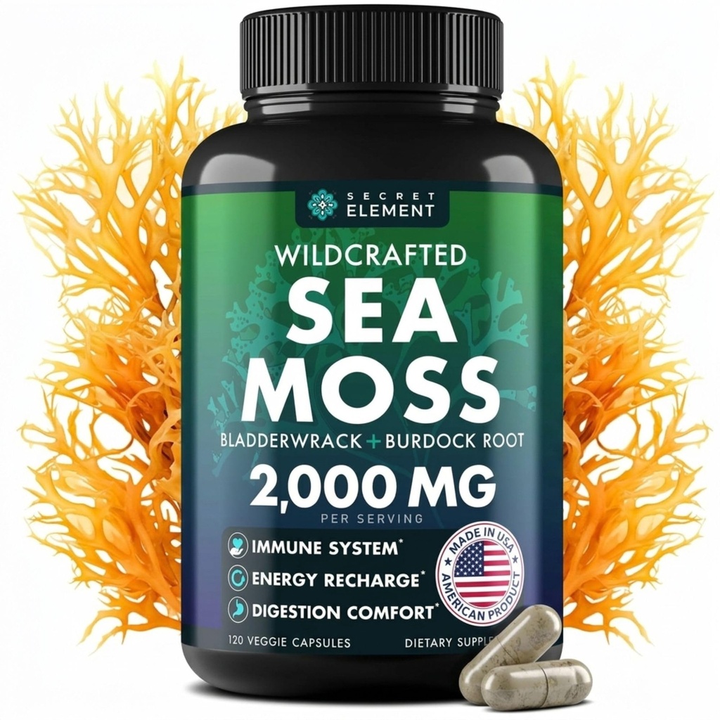 Kapsule Sea Moss - Irish Sea Moss Advanced with Burdock Root, Bladderwrack & Muira Puama for Imunity, Gut, & Energy - Superfood Sea Moss Dodatki w/Raw Sea Moss Powder - 120 irski Seamoss tablete