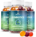 BeLive Symbiotics - Probiotic & Prebiotic Fiber Gumies – Inulin visoke moči (3g), Dietary Fiber dopolnilo, Prebavna podpora za otroke in odrasle - Jagoda, Lemon, borovničev okus 